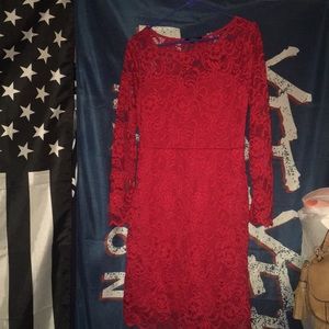 lace midi dress with sleeves